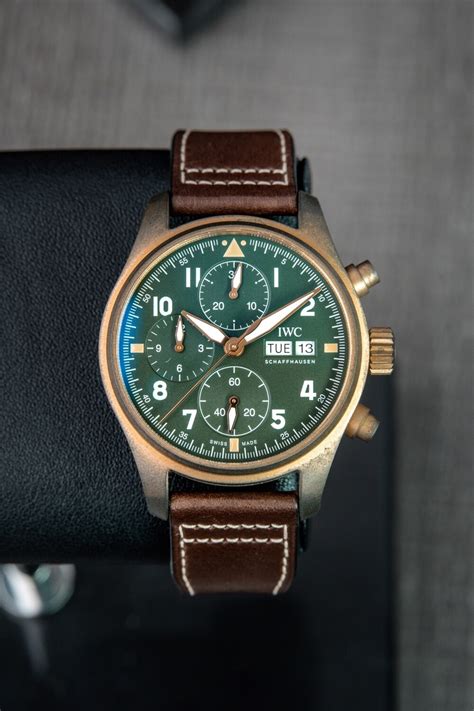 iwc pilot chronograph bronze|iwc pilot chronograph 41mm green.